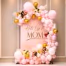 Pastel Pink,  Latex White, Latex Pink, Chrome Golden Balloons Frame Flex Perfectly