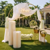 Celebrate your anniversary surrounded by the exquisite ambience of white floral ring decorations.