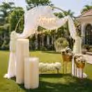 Celebrate your anniversary surrounded by the exquisite ambience of white floral ring decorations.