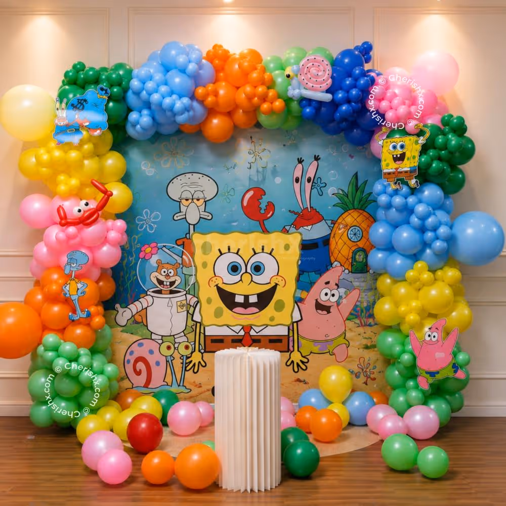 Flex On The Wall With Spongebob Theme Characters Printed To Transform The Venue's Look And Feel.