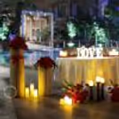 Candles and rose petals make an intimate, romantic atmosphere.