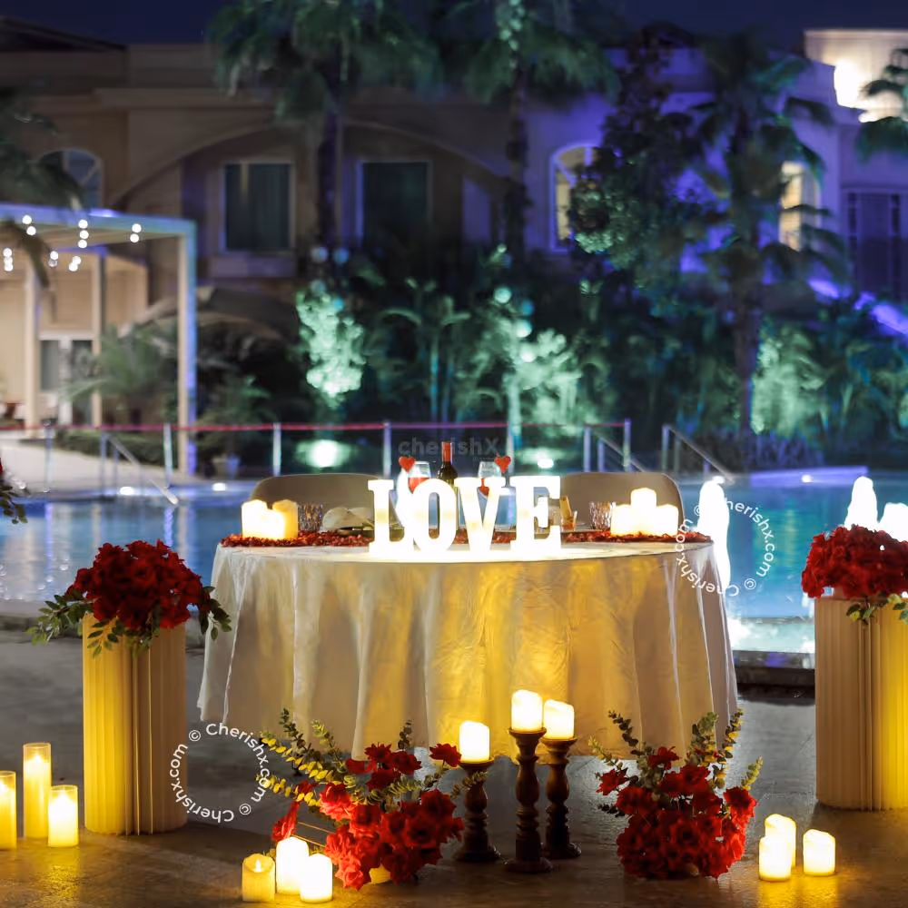 Love LED decorations give a cozy and romantic ambiance to the table.