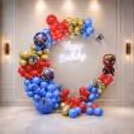The Spiderman Cutouts Are Evenly Placed On The Balloon Arch For A Clear Theme Identity