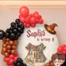 The Greek Cake Table Goes Well With The Harry Potter Themed Birthday Decor Vibe.