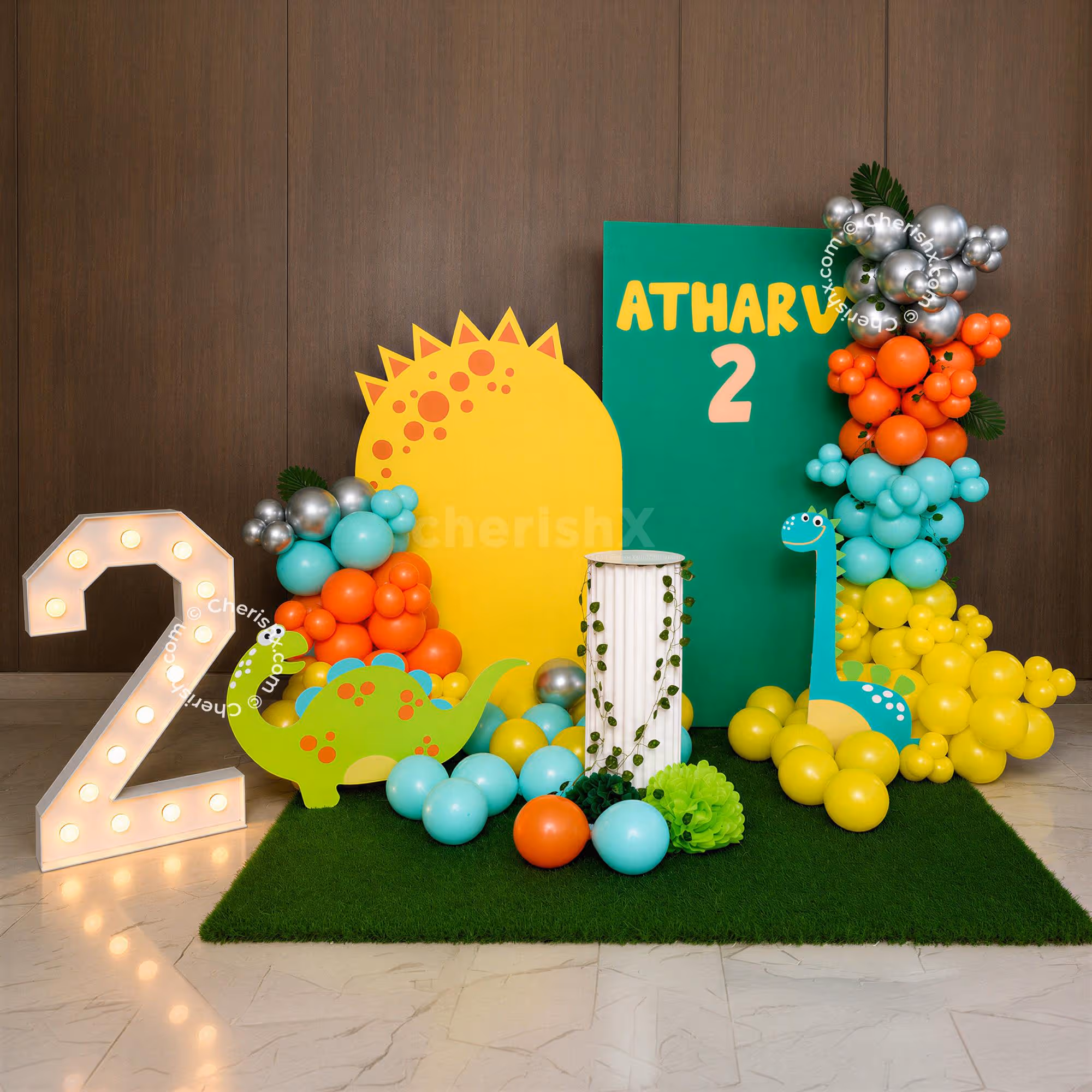 A joyful birthday celebration with our dinosaur adventure theme balloon décor will create lasting memories