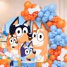 Vibrant Pastel Blue And Latex Orange Balloon Arch Brightens Up The Entire Party Area.