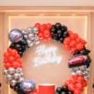 Themed Balloons As Pillars And Free Floating Balloons For The Kids - A Fun Interactive Birthday Decoration.
