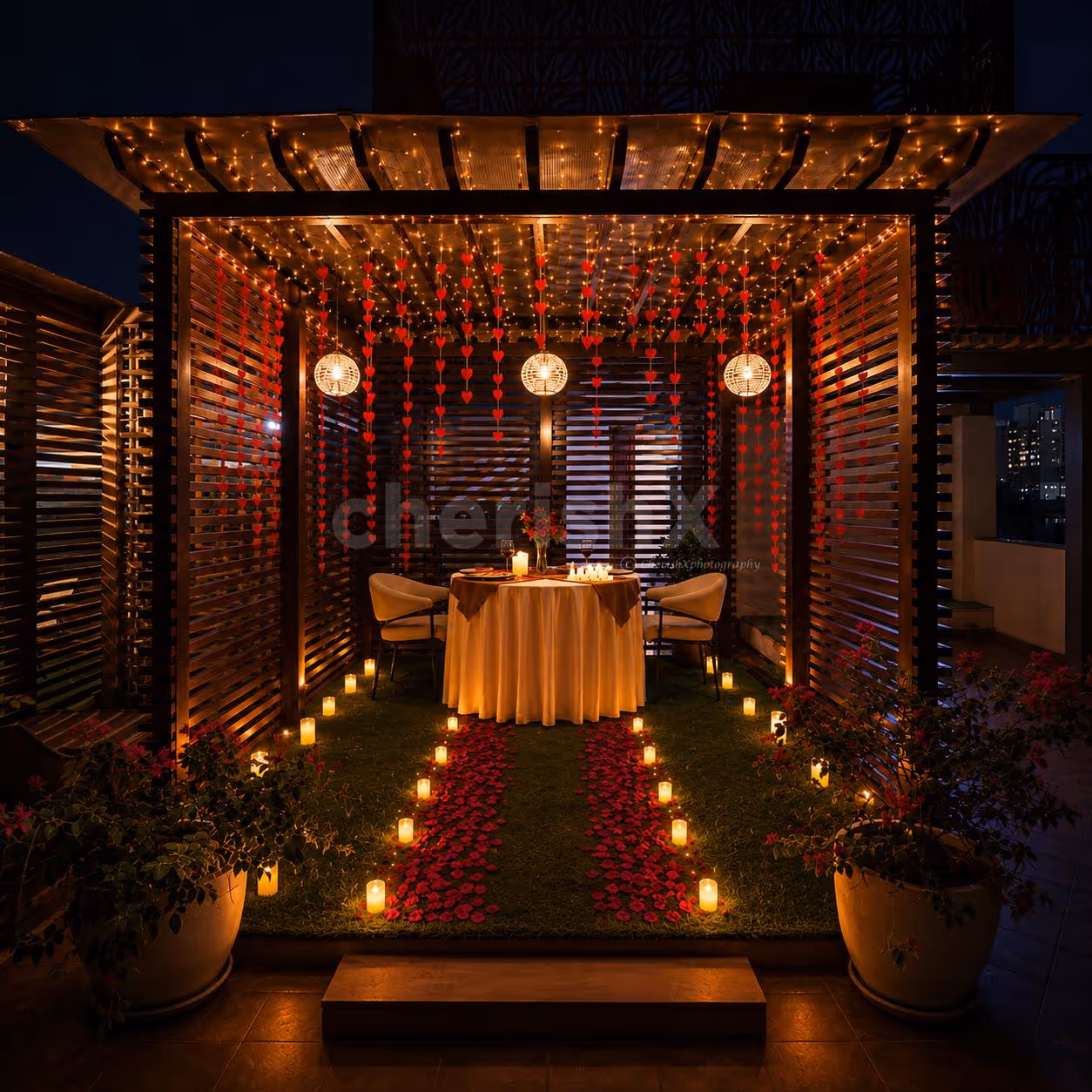 Moonlit Romantic Gazebo Dining
