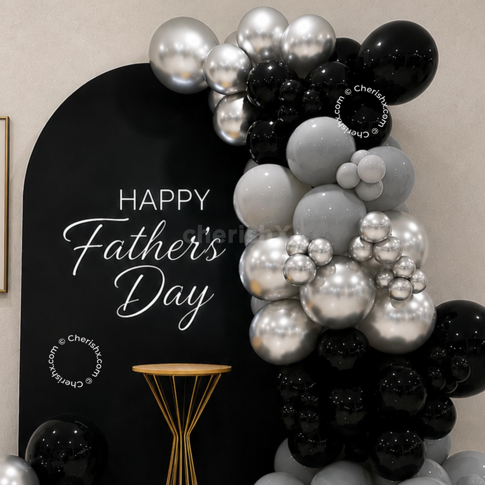 Personalised Father’s Day Backdrop With Large And Small Balloons.
