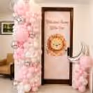 Pastel Pink Balloon Arch Entrance For The Baby Girl To Welcome Her Home Stylishly.