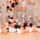 Silver Digit foil Balloons for the age in the Romantic Rose gold Birthday Theme decor.