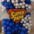 A Large Balloon Display Featuring Chrome Silver Around A Super Papa Centrepiece.
