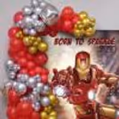 Balloon Decoration Around An Iron Man Themed Background.