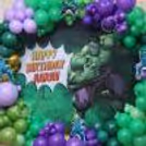 Super Hero Hulk Birthday Flex Banner Balloon Decoration for Kids Celebration.