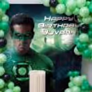 Mixed Green Balloons And Disco Foil Balloon Accent For Birthday Photo Backdrop.