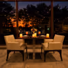 Romantic candlelight dining experience at Four Points by Sheraton featuring elegant table décor, floral arrangements, candles, and a cozy restaurant ambiance.