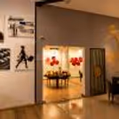 Romantic dinner in a stylish interior of a modern restaurant with comfortable seating.