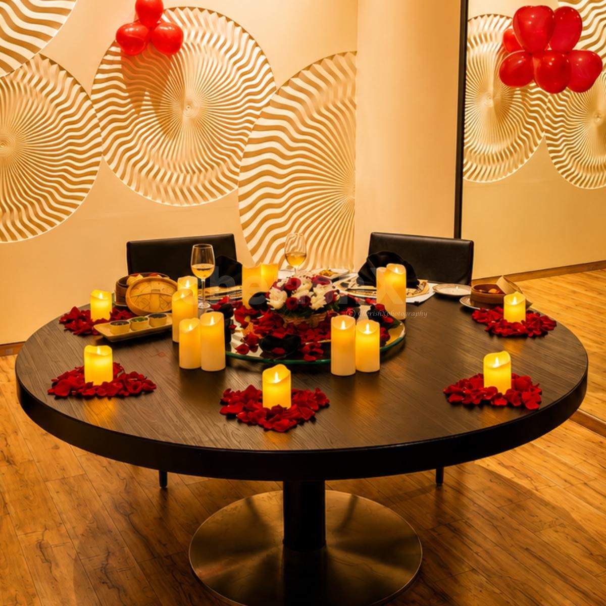 romantic private dining experience designed for couples. Enjoy gourmet dining, beautiful décor, warm candlelight, and an unforgettable atmosphere for your celebration.