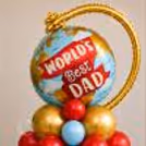 Balloon Bouquet And Golden Ring Balloon Frame With Father's Day Globe Balloon.