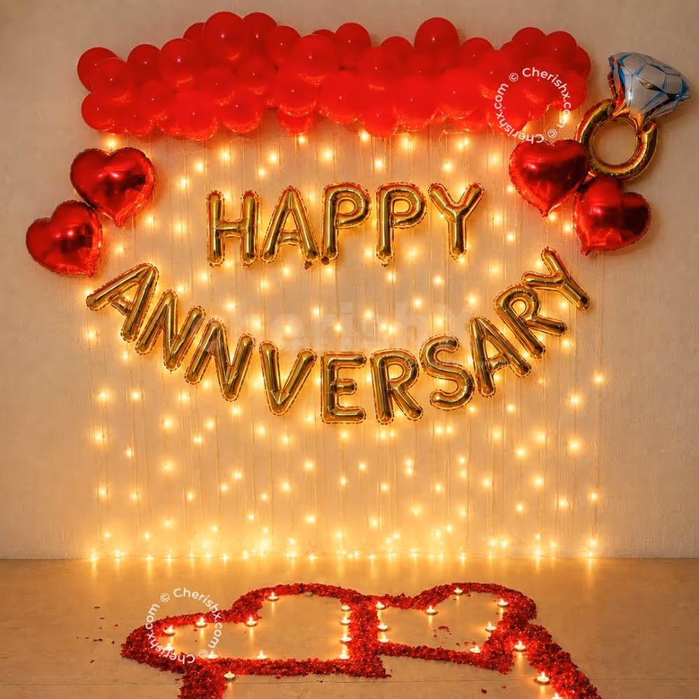 Immerse yourself in a world of romance with our mesmerizing anniversary decorations.