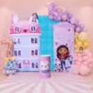 Gabby’s Dollhouse Party Dollhouse Cutout Large With Pastel Balloon Arch & Character Themed Decor.