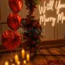 Red Heart-Shaped Balloons Were Next To The Flower Arch And Proposal Wall.