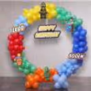Happy Birthday Display Board At The Centre And Colourful Circular Balloon Ring.