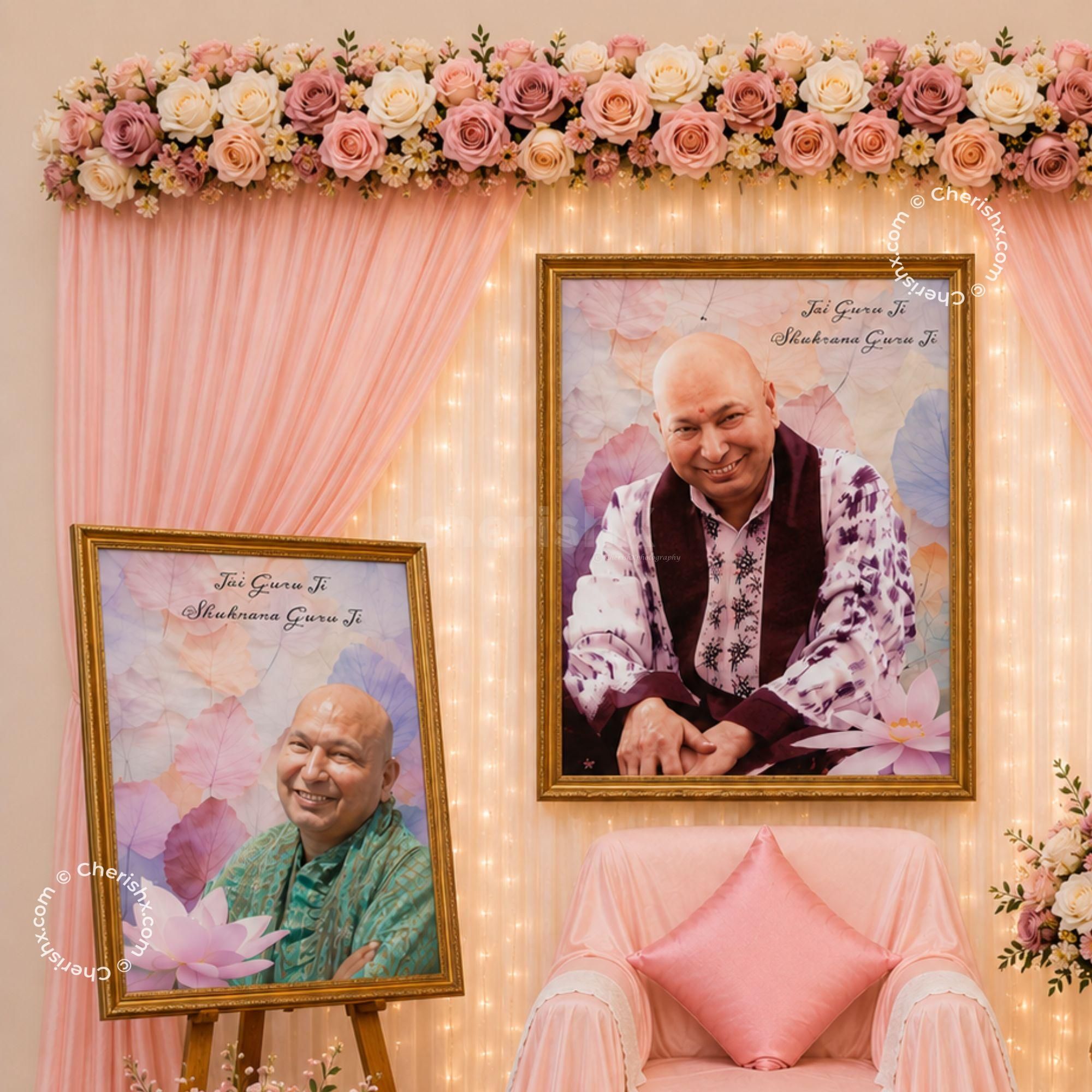 An Easel Stands Close To The Prayer Space And Displays Flower Clusters.