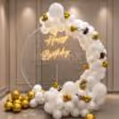 White And Golden Mesh Birthday Ring Decor — photo 1