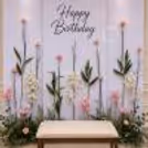 Soft Pink Floral Decorative Sunboard Panels Used As A Floral Birthday Backdrop.