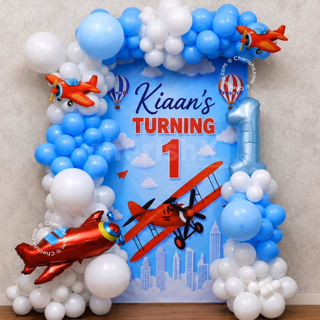 Airplane Themed Birthday Backdrop