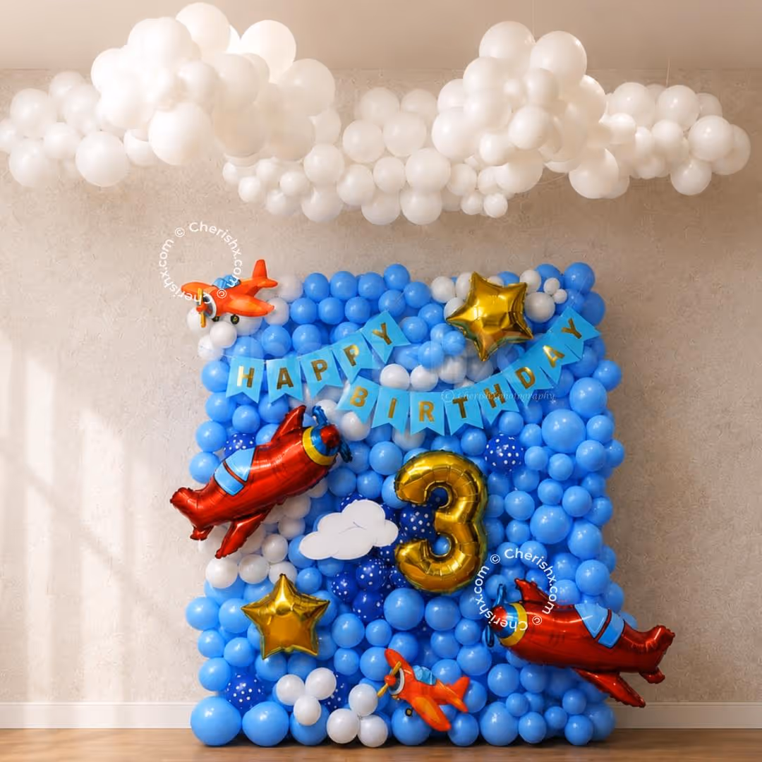 Airplane Themed Balloon Wall Decor