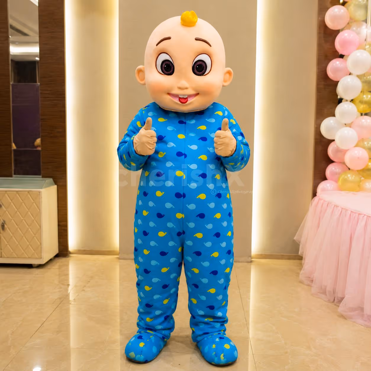 Professional baby mascot entertainment for kids' events, birthday celebrations, school functions, and themed parties with interactive fun.