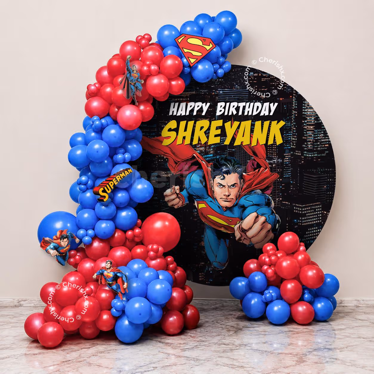 Superman Themed Birthday Ring Setup