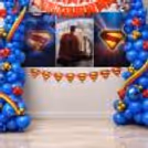 Centre background with 3 flex panels in a stylish superhero theme with balloon detailing.