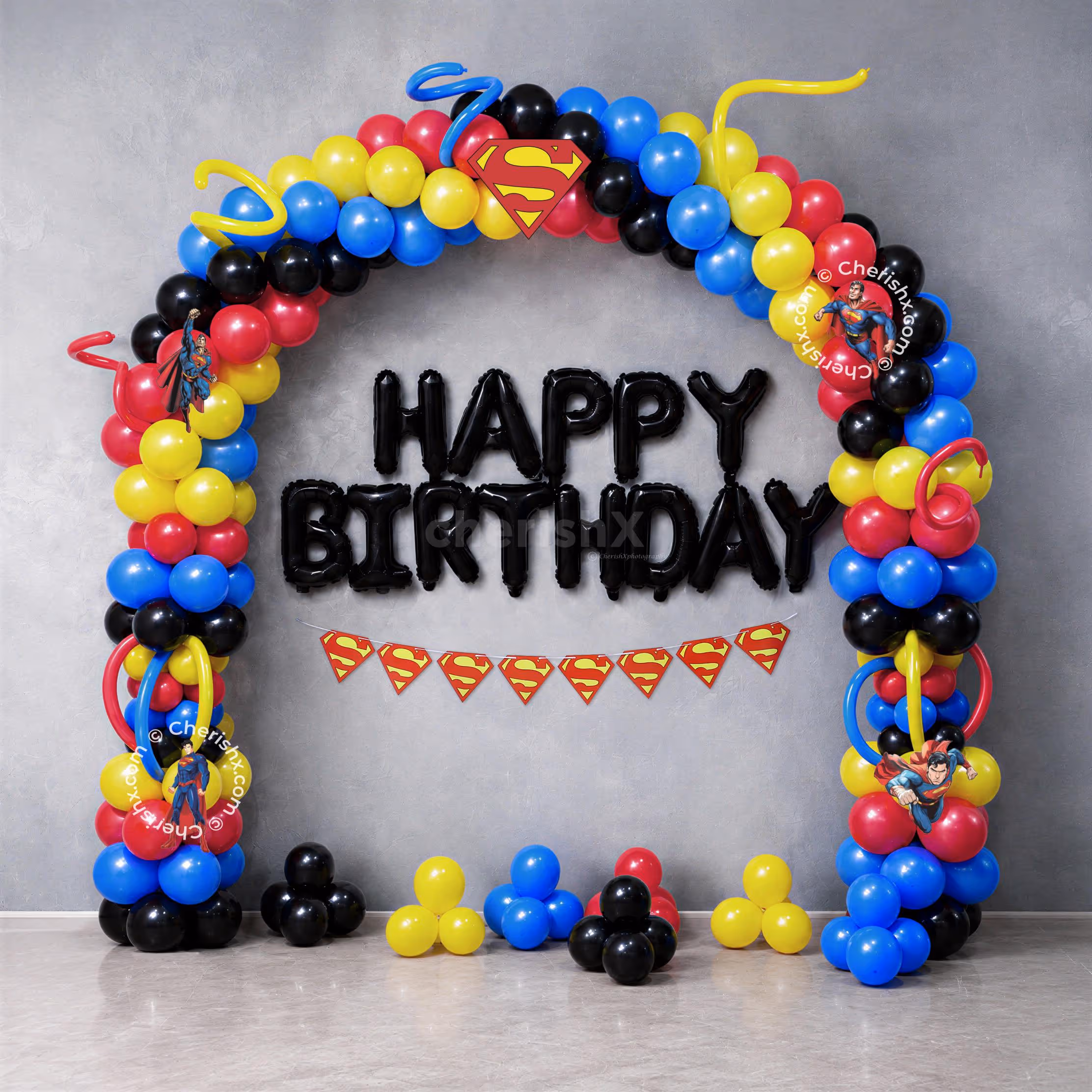 Superman Themed Balloon Arch
