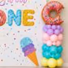 Soft Pastel Balloons Create A Flowing Rainbow Pattern To Frame The “Sweet One” Celebration Panel