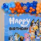 Golden Confetti, Orange And Dark Blue Polka Dot Balloons Add A Glam Twist To The Kids' Birthday Decor