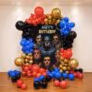 Eye-Catching Justice League Kids Birthday Decor Multi-Coloured Balloon Arch.