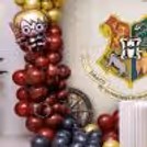 A Big Balloon Arch In Harry Potter-Themed Colours Makes The Birthday Decor Joyous And Eye-Catching.
