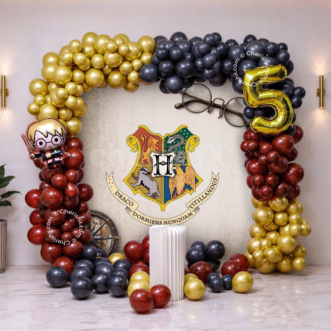 Harry Potter Foil Balloon Set In The Birthday Decor Ensures There Are Lifelike Props In The Setup.