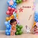 Ocean themed design, paper display, and customizable celebration backdrop.