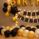 Golden Black Birthday Decoration with Bunting — photo 4