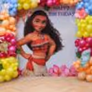 Customised event panel with pastel balloons and decorative features.