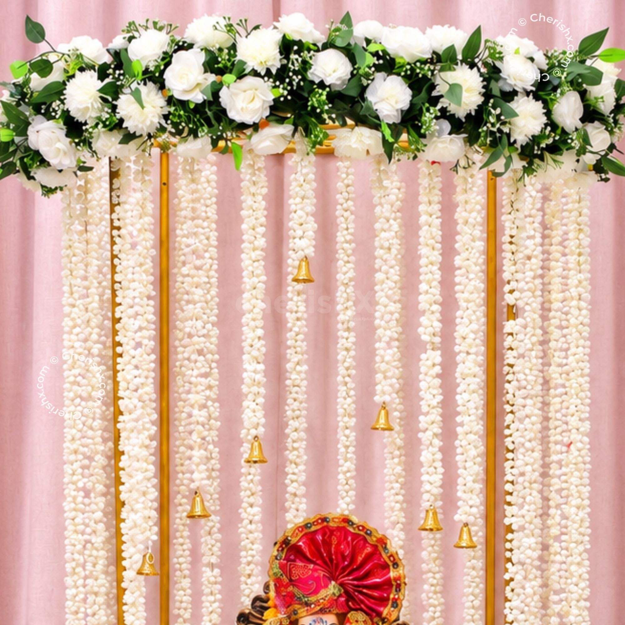 White Floral Ganesh Chaturthi Decoration at Home