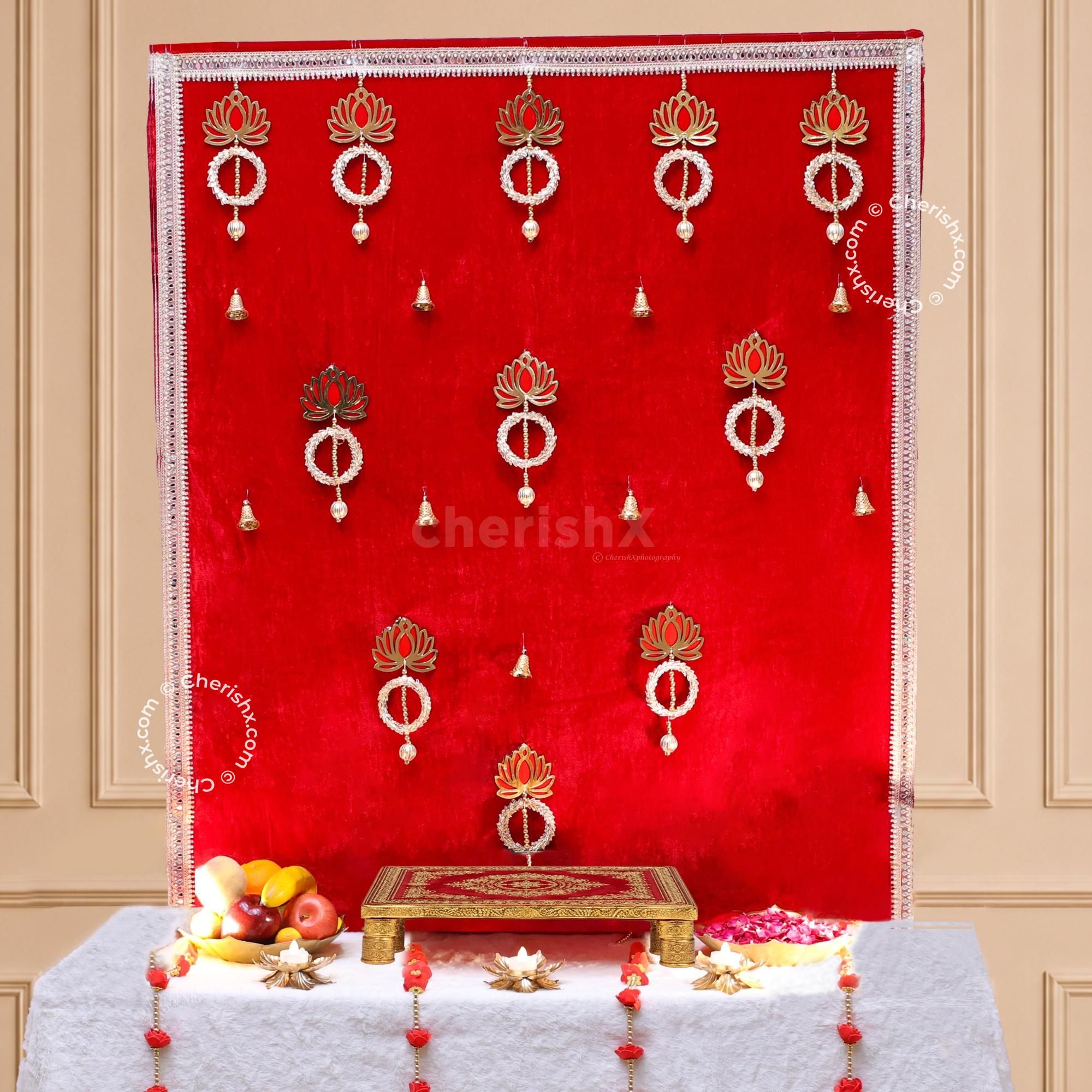 Red Velvet Lotus Ganpati DIY Decoration Kit