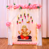 Elegant Pink & White Floral Ganpati Setup
