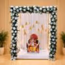 Elegant White Floral Ganpati Backdrop