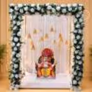 White Floral Cuboid Ganpati Decoration for Home