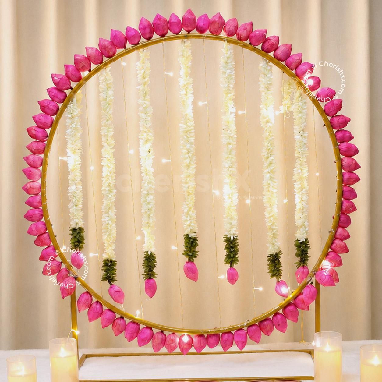 Beautiful Lotus & Jasmine Ganpati Pooja Setup